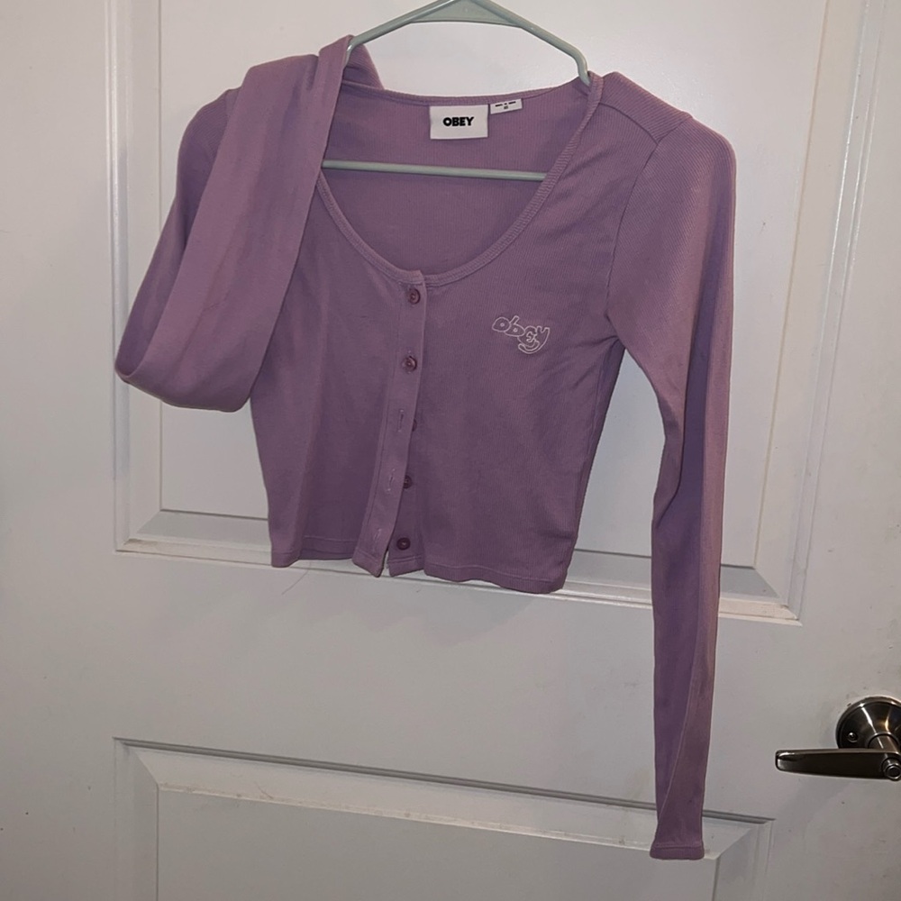 OBEY purple cardigan